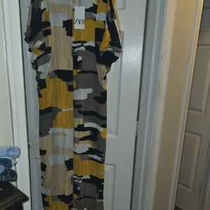 Zara Yellow and Black Abstract Maxi Dress